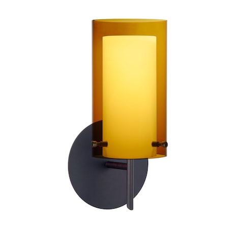 Besa Lighting Pahu 4 Mini Sconce, Armagnac/Opal, Bronze Finish, 1x40W Halogen 1SW-G44007-BR